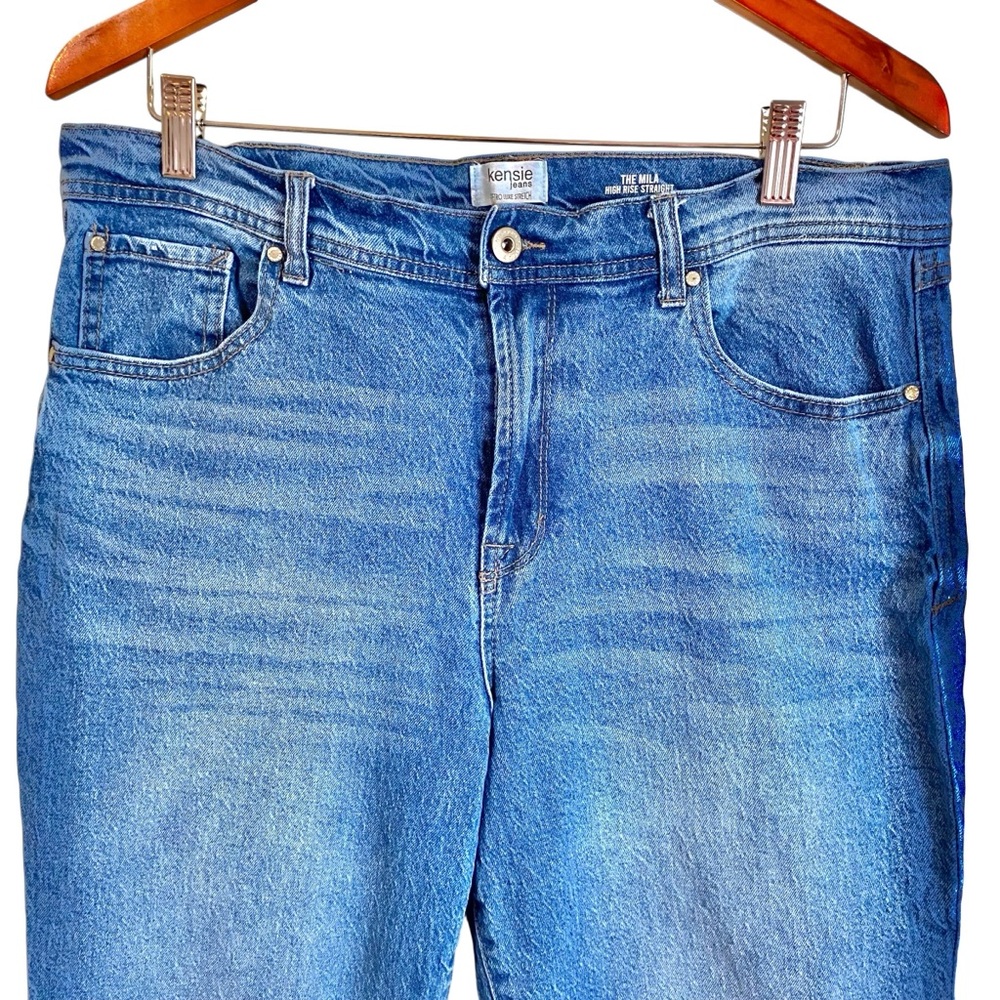 KENSIE Mila Relaxed Straight Leg Blue Jeans Size 14/32 Stretchy - Picture 7 of 14